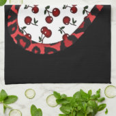 RABロカビリーさくらんぼレオパード印刷ハート キッチンタオル (折り畳み)