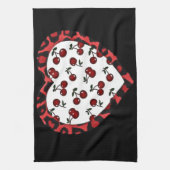 RABロカビリーさくらんぼレオパード印刷ハート キッチンタオル (縦)