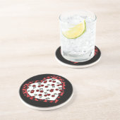 RABロカビリーさくらんぼレオパード印刷ハート コースター (側面)