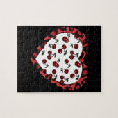 RABロカビリーさくらんぼレオパード印刷ハート ジグソーパズル (横)
