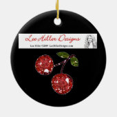 RABロカビリーさくらんぼレオパード印刷ハート セラミックオーナメント (裏面)