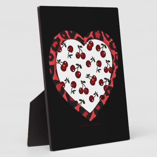 RABロカビリーさくらんぼレオパード印刷ハート フォトプラーク (側面)