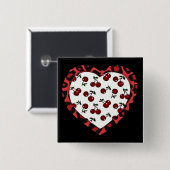 RABロカビリーさくらんぼレオパード印刷ハート 缶バッジ (正面&裏面)