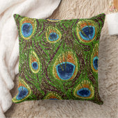 RABロカビリーカラフルピーコックフェザープリント クッション (ブランケット)