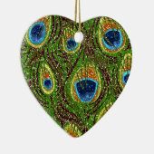 RABロカビリーカラフルピーコックフェザープリント セラミックオーナメント (右)