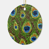 RABロカビリーカラフルピーコックフェザープリント セラミックオーナメント (左)