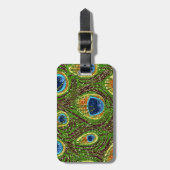 RABロカビリーカラフルピーコックフェザープリント ラゲッジタグ (正面縦)