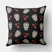 RABロカビリーシュガースカルさくらんぼオンブラック クッション (裏面)