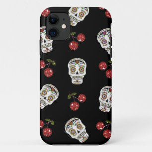RABロカビリーシュガースカルさくらんぼオンブラック iPhone 11 ケース