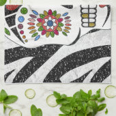 RABロカビリーシュガースカルオンゼブラプリント キッチンタオル (折り畳み)