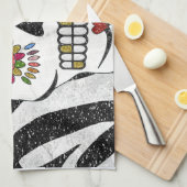 RABロカビリーシュガースカルオンゼブラプリント キッチンタオル (四つ折り)