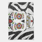 RABロカビリーシュガースカルオンゼブラプリント キッチンタオル (縦)