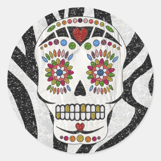 RABロカビリーシュガースカルオンゼブラプリント ラウンドシール (正面)