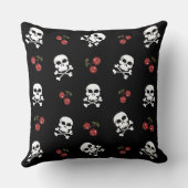 RABロカビリースカルとさくらんぼオンブラック クッション (裏面)