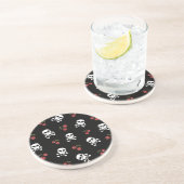 RABロカビリースカルとさくらんぼオンブラック コースター (側面)