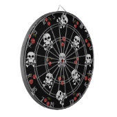 RABロカビリースカルとさくらんぼオンブラック ダーツボード (正面左)