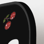 RABロカビリースカルとさくらんぼオンブラック ピックルボールラケット (左詳細)