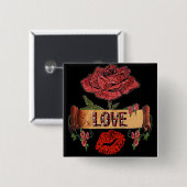 RABロカビリーバレンタインバララブ&リップスティック 缶バッジ (正面&裏面)