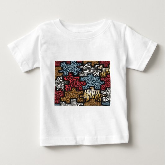 RABロカビリーヒョウパズルプリントギフト ベビーTシャツ (正面)