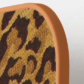 RABロカビリーヒョウ印刷ブラウン金ゴールド ピックルボールラケット (左詳細)