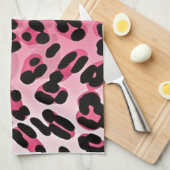 RABロカビリーピンクチータプリント キッチンタオル (四つ折り)