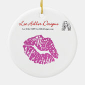 RABロカビリーピンクチータプリント セラミックオーナメント (裏面)