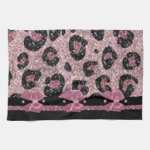 RABロカビリーピンクヒョウ印刷リボン弓タオル キッチンタオル (横)