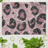 RABロカビリーピンクヒョウ印刷リボン弓 キッチンタオル (折り畳み)