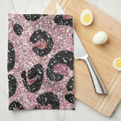 RABロカビリーピンクヒョウ印刷リボン弓 キッチンタオル (四つ折り)