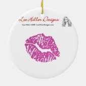 RABロカビリーピンクヒョウ印刷リボン弓 セラミックオーナメント (裏面)