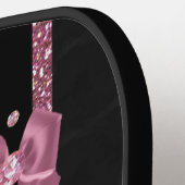 RABロカビリーピンクヒョウ印刷リボン弓 ピックルボールラケット (左詳細)