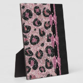 RABロカビリーピンクヒョウ印刷リボン弓 フォトプラーク (側面)