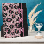 RABロカビリーピンクヒョウ印刷リボン弓 フォトプラーク (側面)