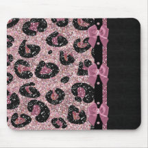 RABロカビリーピンクヒョウ印刷リボン弓