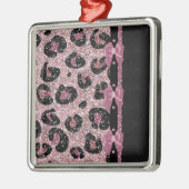 RABロカビリーピンクヒョウ印刷リボン弓 メタルオーナメント (左)