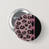 RABロカビリーピンクヒョウ印刷リボン弓 缶バッジ (正面&裏面)