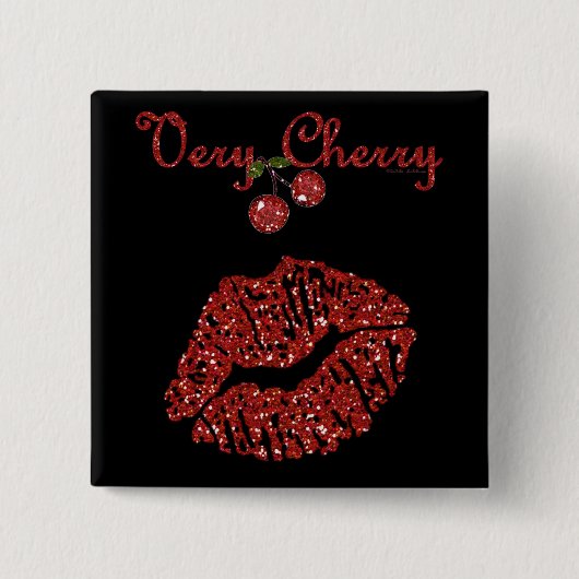 RABロカビリーヴァリーさくらんぼキス 缶バッジ (正面)