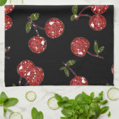 RABロカビリーヴェリさくらんぼさくらんぼオンブラック キッチンタオル (折り畳み)