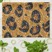 RABロカビリー金ゴールドヒョウ印刷シュガースカル キッチンタオル (折り畳み)