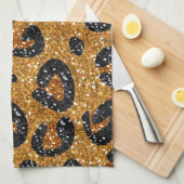 RABロカビリー金ゴールドヒョウ印刷シュガースカル キッチンタオル (四つ折り)