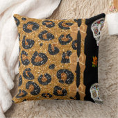 RABロカビリー金ゴールドヒョウ印刷シュガースカル クッション (ブランケット)