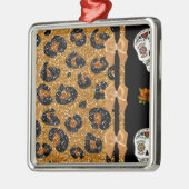 RABロカビリー金ゴールドヒョウ印刷シュガースカル メタルオーナメント (左)