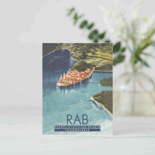 Rab isle,ダルマティア,クロアチア,ヴィンテージ旅行ポスター ポストカード (スタンド正面)