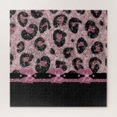 RAB Rockabilly Pink Leopard Print Ribbon Bows ジグソーパズル (横)