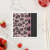 RAB Rockabilly Pink Leopard Print Ribbon Bows スタンダードカクテルナプキン (インサイチュ)