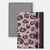 RAB Rockabilly Pink Leopard Print Ribbon Bows マグネット (正面/裏面)