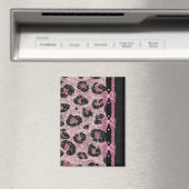 RAB Rockabilly Pink Leopard Print Ribbon Bows マグネット (インサイチュ (食洗機))