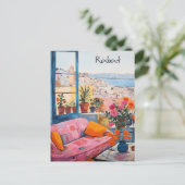 Rabat Morocco Travel City Painting Aesthetic ポストカード (スタンド正面)