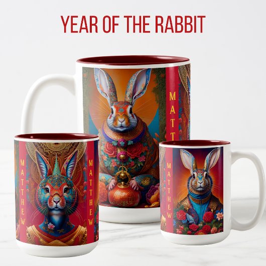 RABBITの年の星占い中国ののサイン誕生日 ツートーンマグカップ