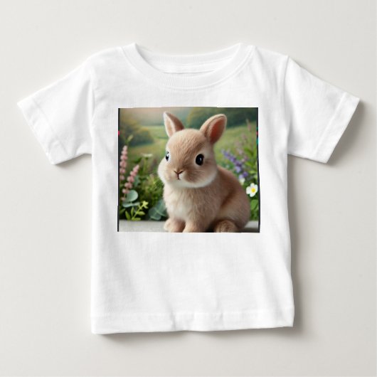 RabbitイメージプリントTシャツ ベビーTシャツ (正面)